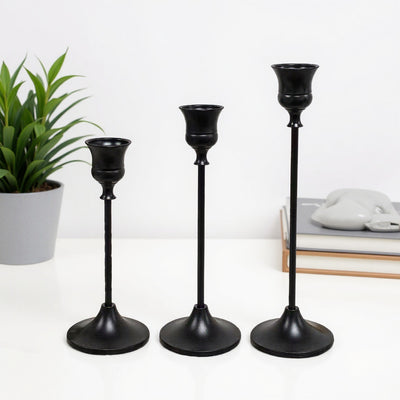 Classic Taper Candle Holders for Candlesticks | Brass-Gold, Silver, Black | Elegant Holder for Home Dining Table Decor