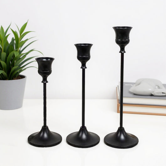 Classic Taper Candle Holders for Candlesticks | Brass-Gold, Silver, Black | Elegant Holder for Home Dining Table Decor