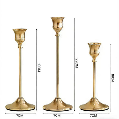 Classic Taper Candle Holders for Candlesticks | Brass-Gold, Silver, Black | Elegant Holder for Home Dining Table Decor