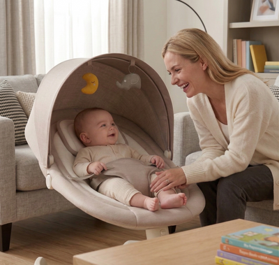 Electric Baby Rocking Chair with Remote Control – Infant Swing Cradle with Timer & Bluetooth Music, Soothing Rocker for Newborns