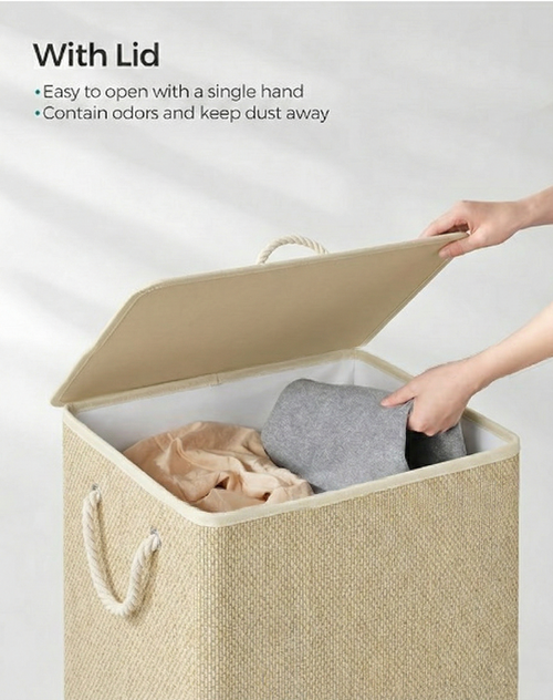 Bamboo Laundry Basket With Lid / Laundry Hamper & Storage Basket for Bedroom & Bathroom - Large 72L | NOREN LIVING™