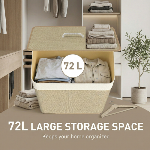 Bamboo Laundry Basket With Lid / Laundry Hamper & Storage Basket for Bedroom & Bathroom - Large 72L | NOREN LIVING™