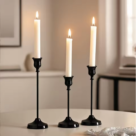 Classic Taper Candle Holders for Candlesticks | Brass-Gold, Silver, Black | Elegant Holder for Home Dining Table Decor