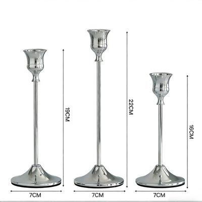 Classic Taper Candle Holders for Candlesticks | Brass-Gold, Silver, Black | Elegant Holder for Home Dining Table Decor