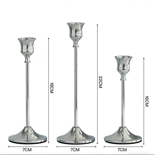 Classic Taper Candle Holders for Candlesticks | Brass-Gold, Silver, Black | Elegant Holder for Home Dining Table Decor