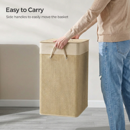 Bamboo Laundry Basket With Lid / Laundry Hamper & Storage Basket for Bedroom & Bathroom - Large 72L | NOREN LIVING™