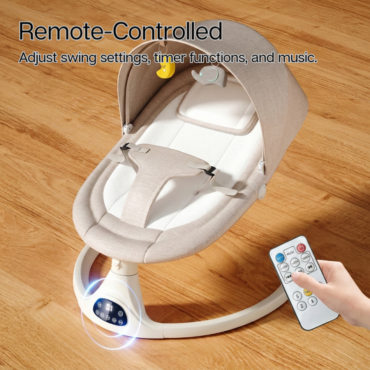 Electric Baby Rocking Chair with Remote Control – Infant Swing Cradle with Timer & Bluetooth Music, Soothing Rocker for Newborns